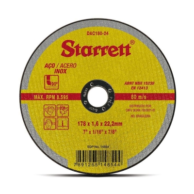 Disco de Corte de Inox 7 X 1,6 X 7/8 - Starrett