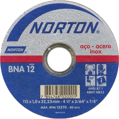 Disco de Corte Inox 4 1/2 x 1.0 x 7/8 - Norton